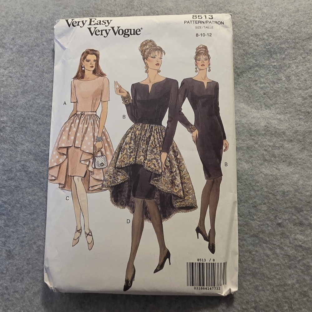 Very Easy Very Vogue 8513 Misses Dress Sewing Pattern Sz 8-10-12 Vintage